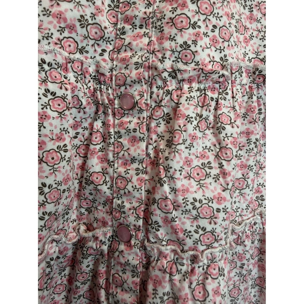 Lydia Jane Western Pearl Snap Pink Floral Tiered Cotton Dress 3T - Picture 6 of 6